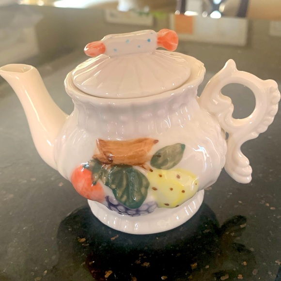 Vintage mini teapot hand painted fruit , floral and candy theme - Picture 1 of 6